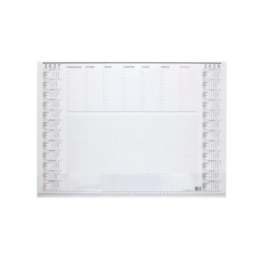 Biuwar papierowy z listwą 59x42cm A2 tygodniowy 30 kartek kalendarz dwuletni (2027,2028) DARRIEUS 1szt.