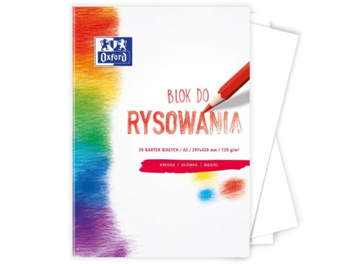 Blok rysunkowy OXFORD A3 20 kartek 120g biały 