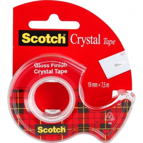 Taśma SCOTCH CRYSTAL 19 mm x 7,5 m z podajnikiem /3M-UU005552839/