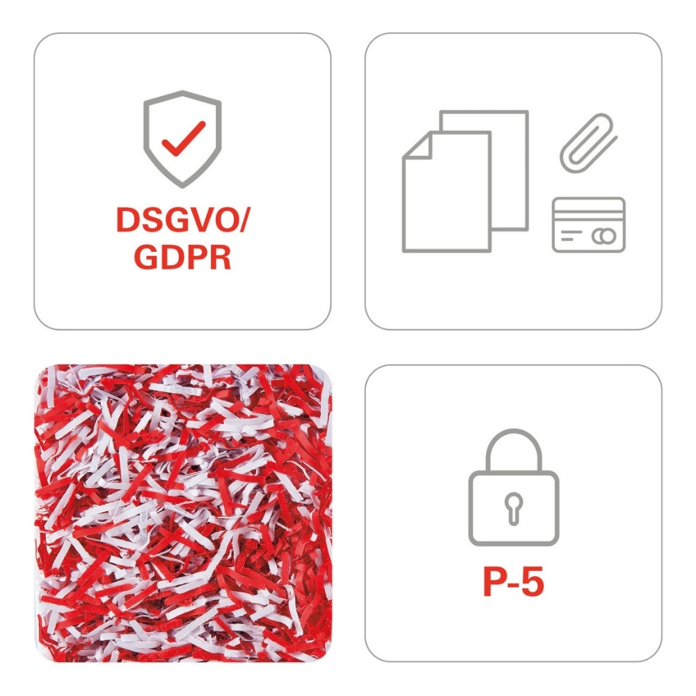 Drobne ścinki papieru w klasie bezpieczeństwa P-5