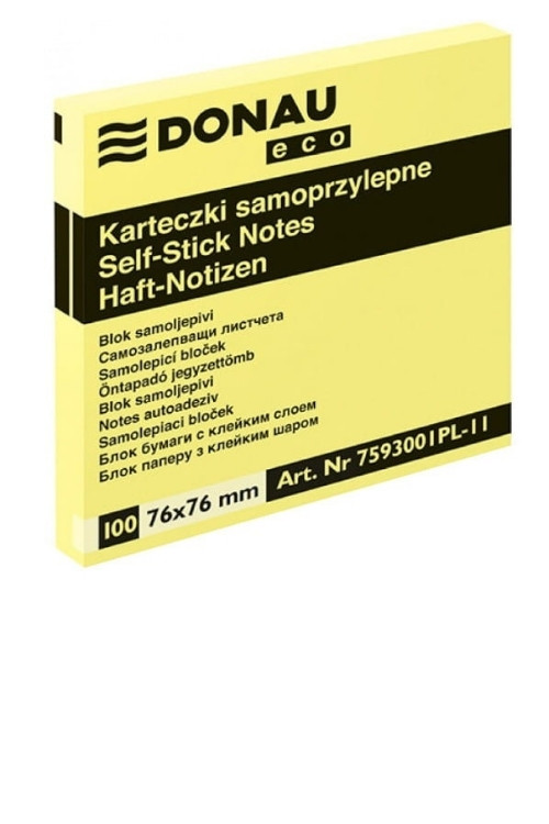 Karteczki samoprzylepne Donau Eco 76×76 mm żółte 100 kartek