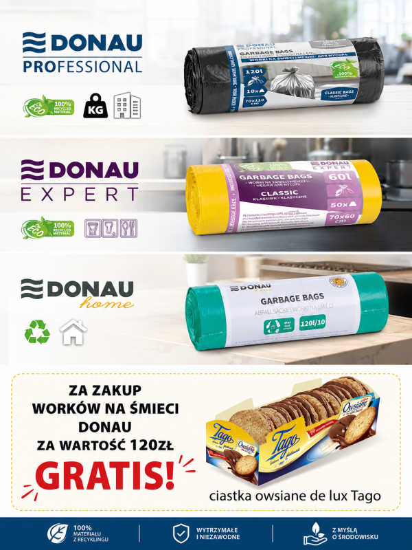 PBS WORKI NA ŚMIECI DONAU – CIASTKA OWSIANE DE LUX TAGO BIUROWI.PL - Artykuły biurowe, chemia profesjonalna i gospodarcza, BHP